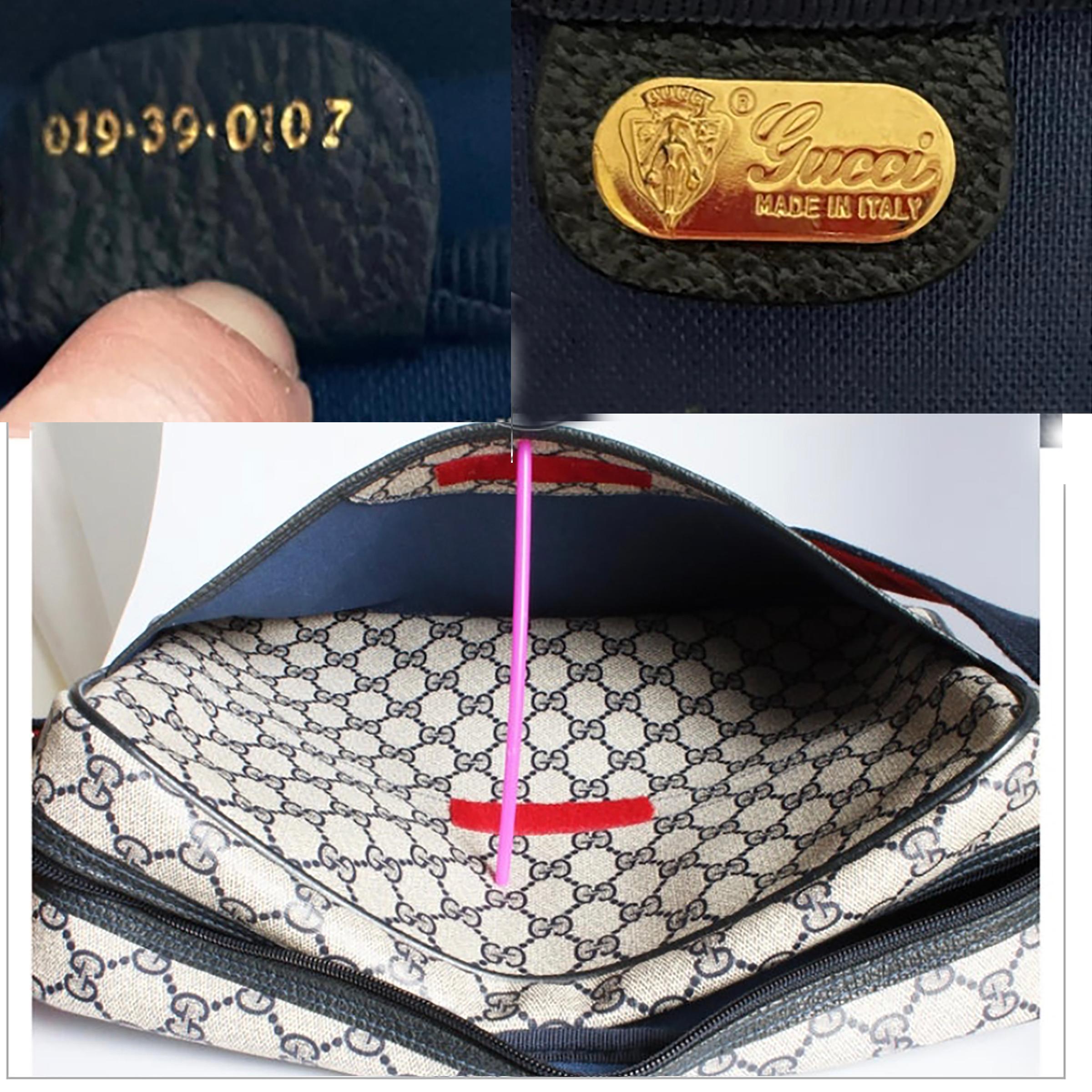 Gucci GG Plus Messenger Bag Travel Carry On with Removable Pouch Navy Vintage For Sale 9
