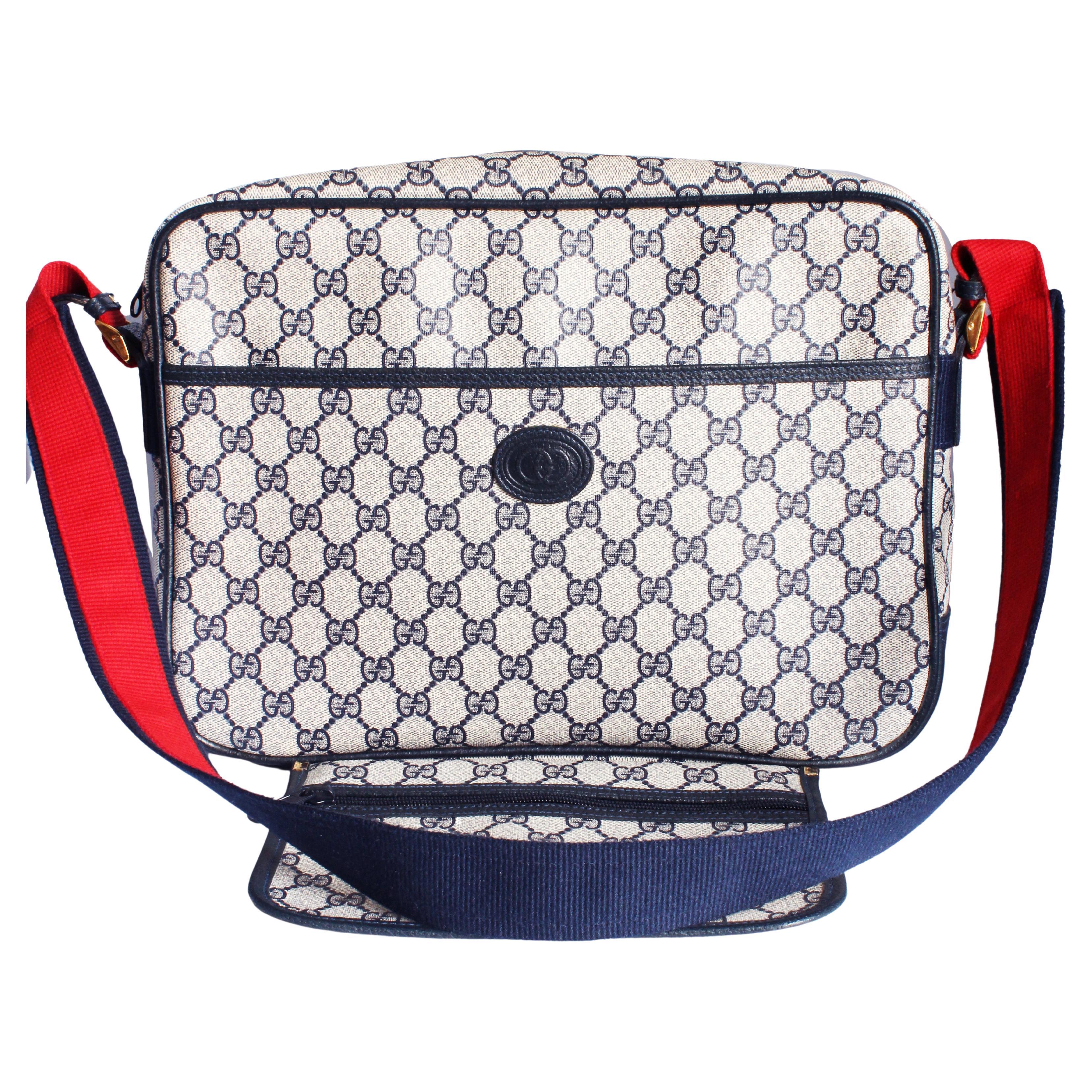 Gucci GG Plus Messenger Bag Reisetasche mit abnehmbarem Beutel in Marineblau Vintage im Angebot