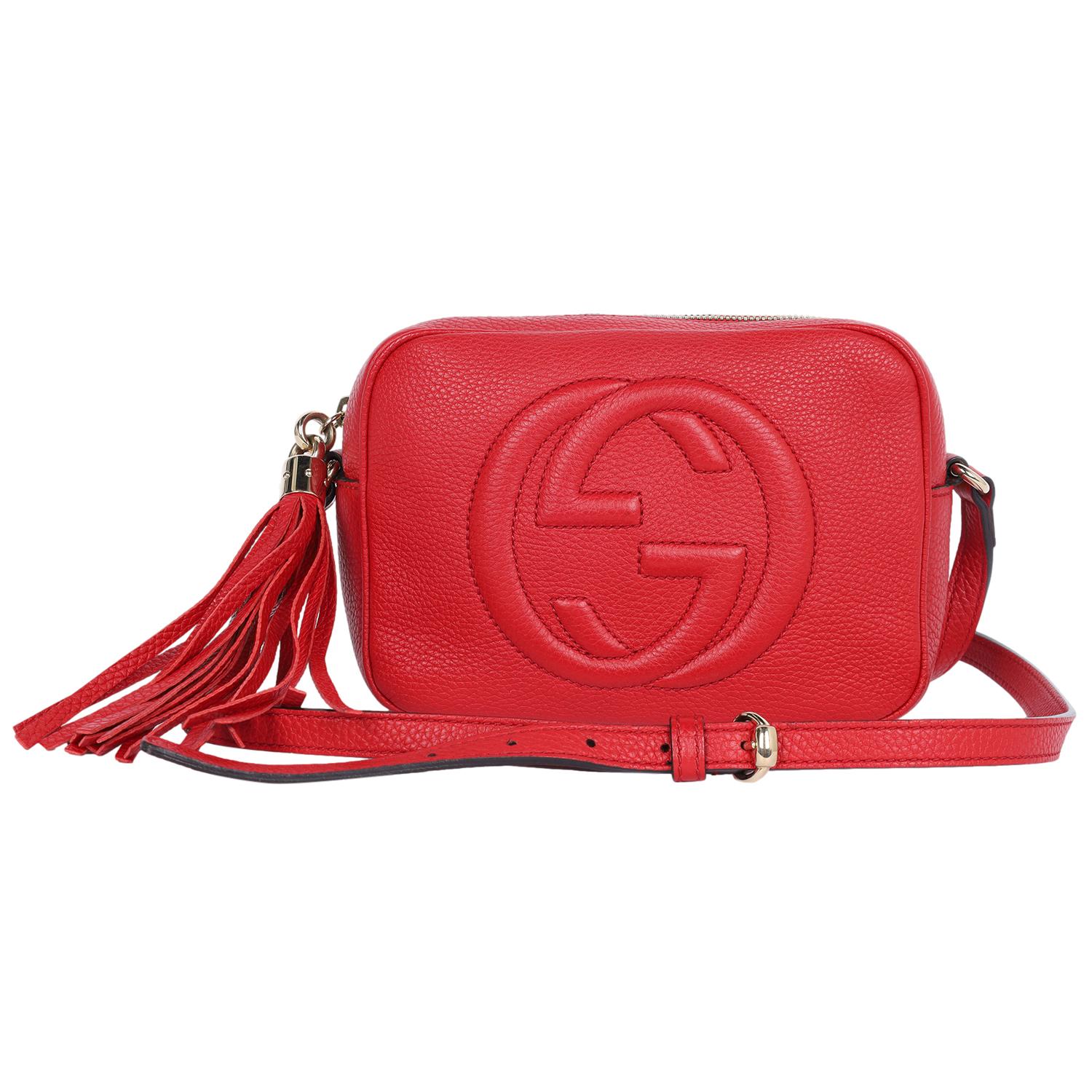Gucci GG Red Soho Disco Leather Cross Body Bag For Sale 11