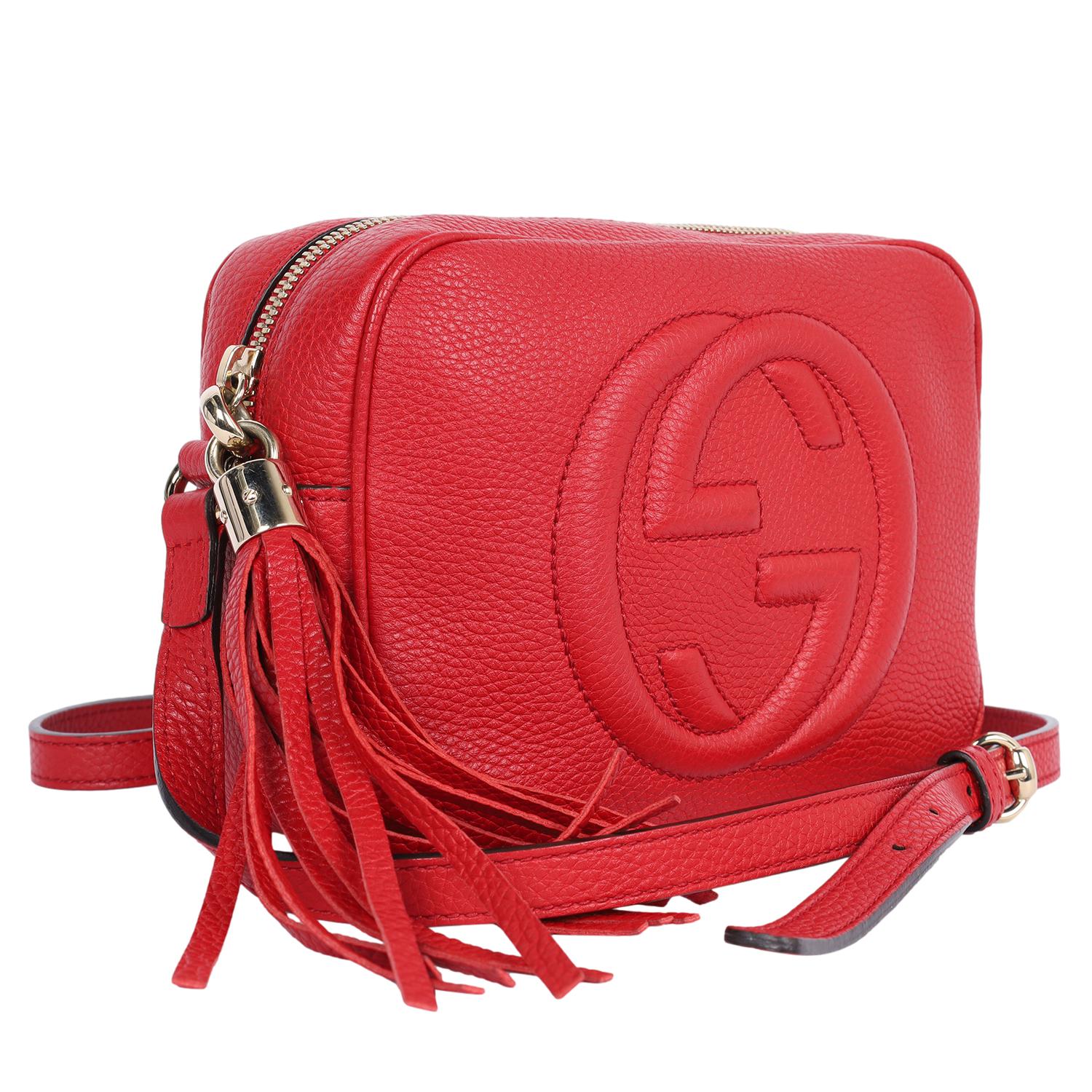 Gucci GG Red Soho Disco Leather Cross Body Bag For Sale 2