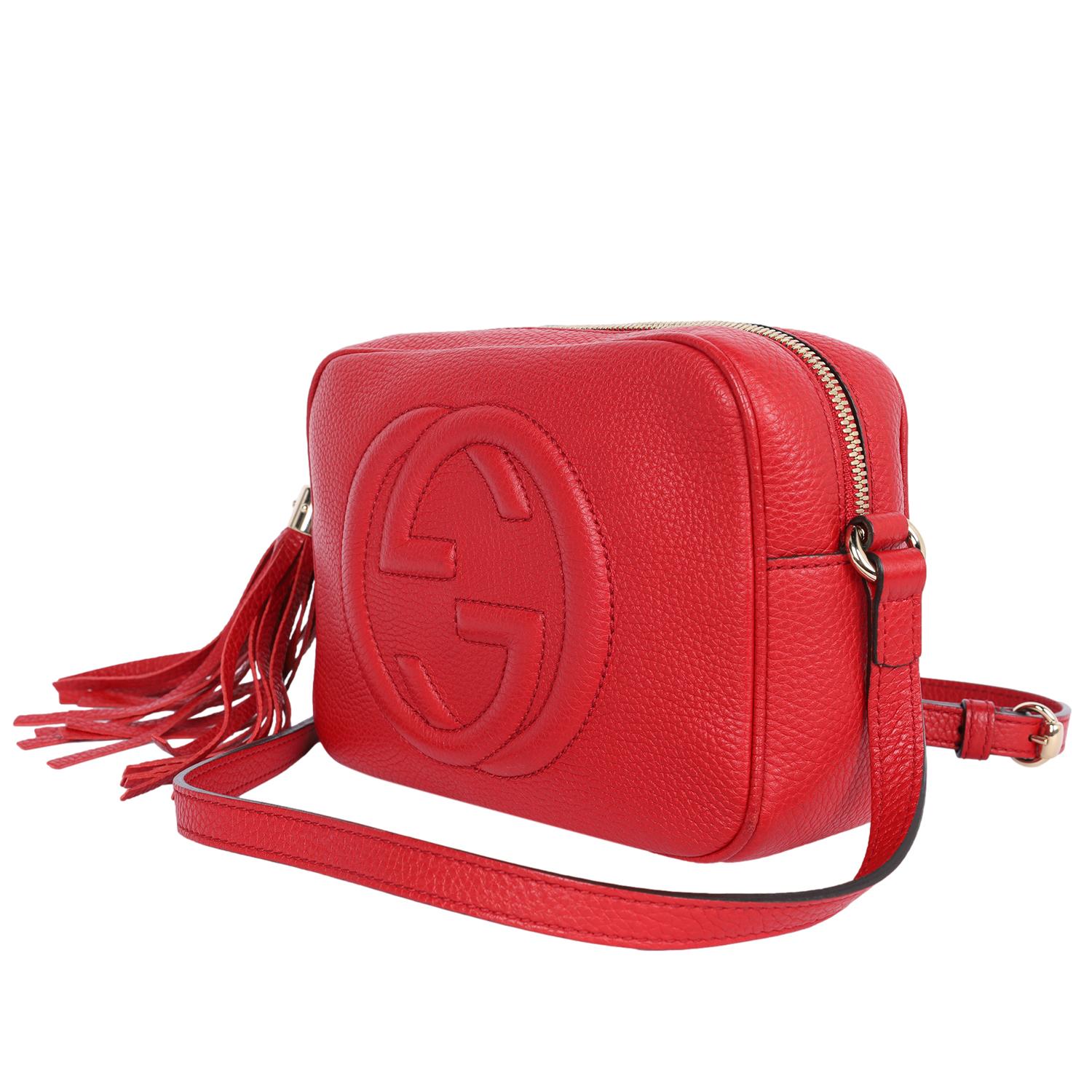 Gucci GG Red Soho Disco Leather Cross Body Bag For Sale 3