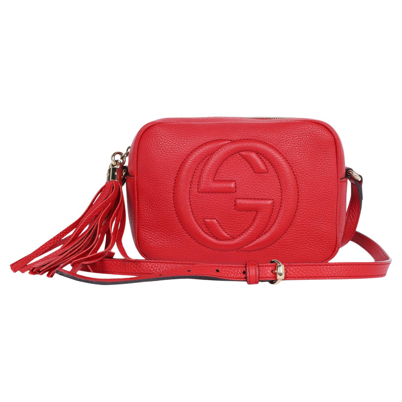Gucci GG Red Soho Disco Leather Cross Body Bag For Sale