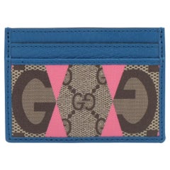 Gucci GG Rhombus Kartenetui aus Leder in Blau