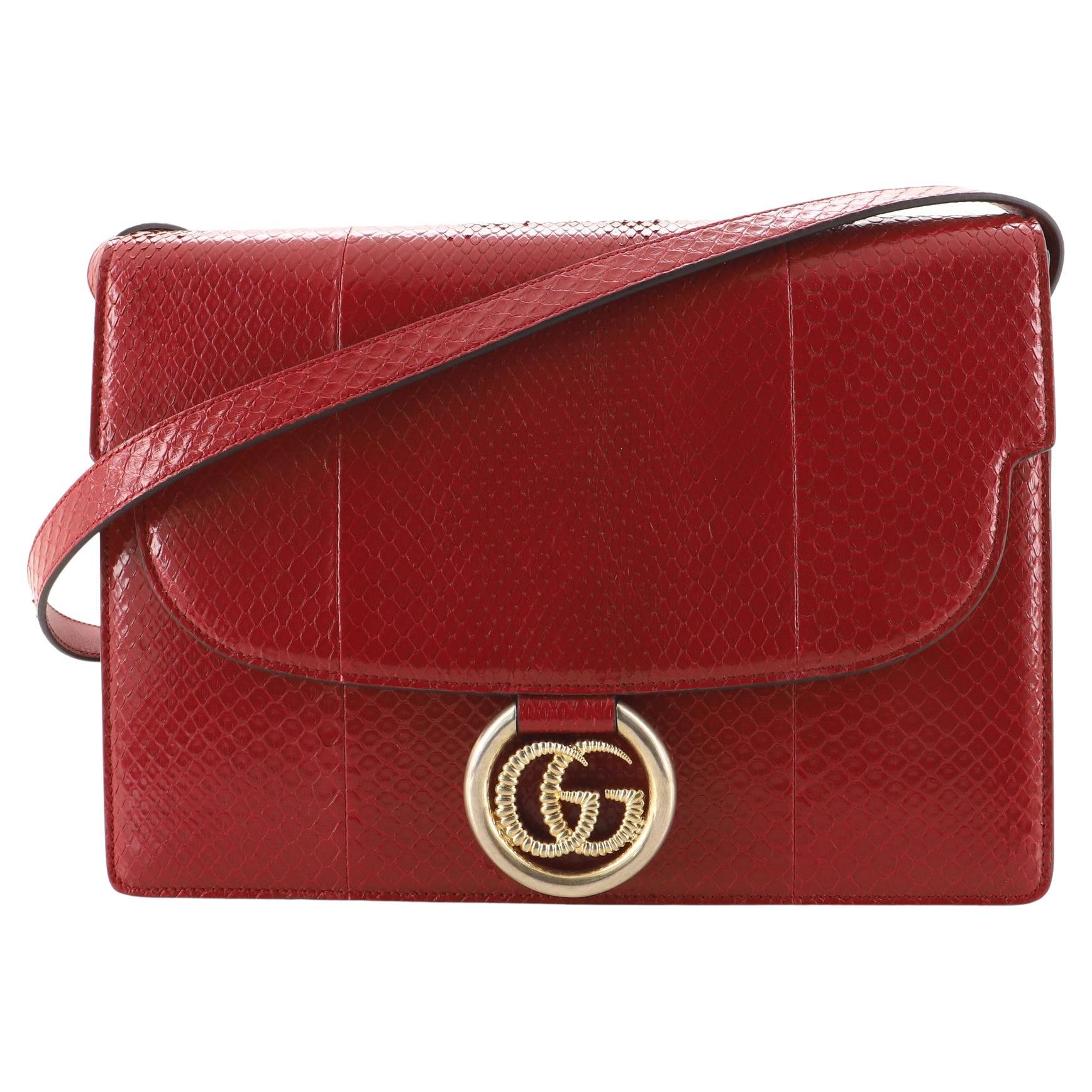 Gucci GG Ring Shoulder Bag Python Medium For Sale
