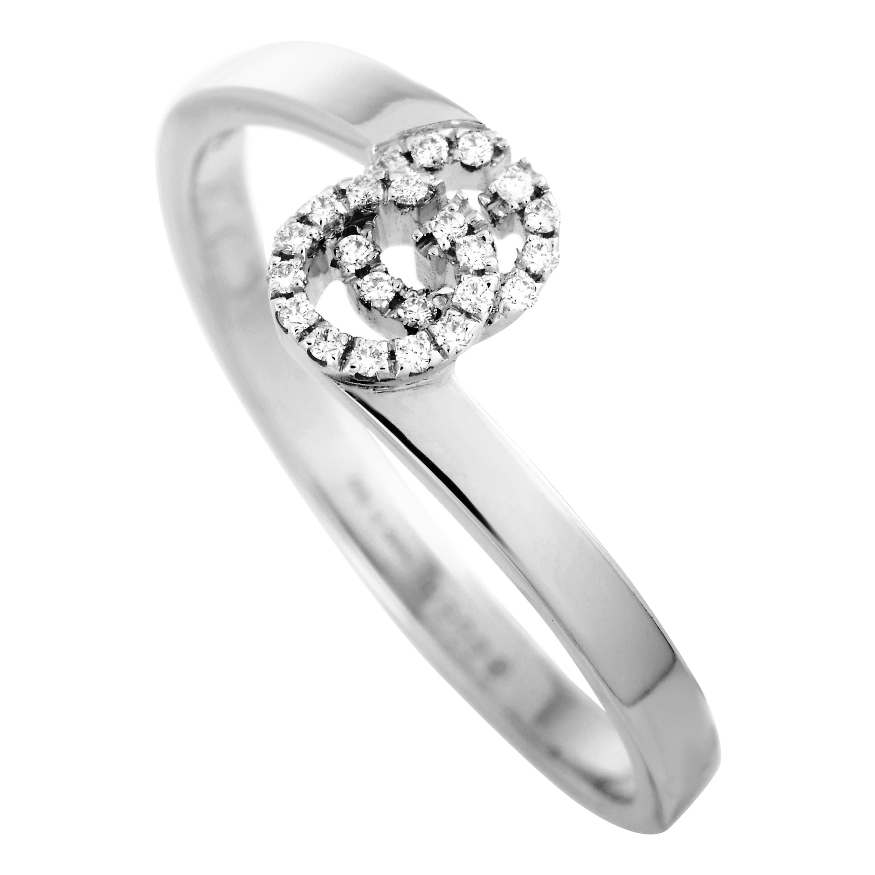 Gucci GG Running 18 Karat White Gold Diamond Ring