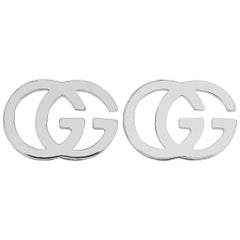 Gucci GG Running 18 Karat White Gold GG Tissue Stud Earrings