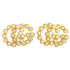 Gucci GG Running 18 Karat Yellow Gold Diamond Earrings