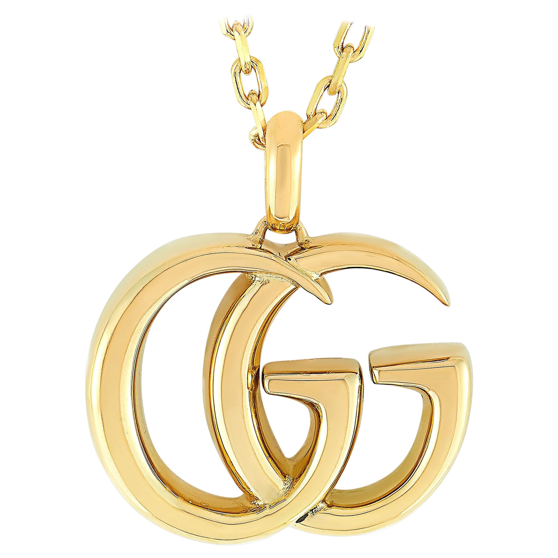 Gucci GG Running 18 Karat Yellow Gold Large Pendant Necklace