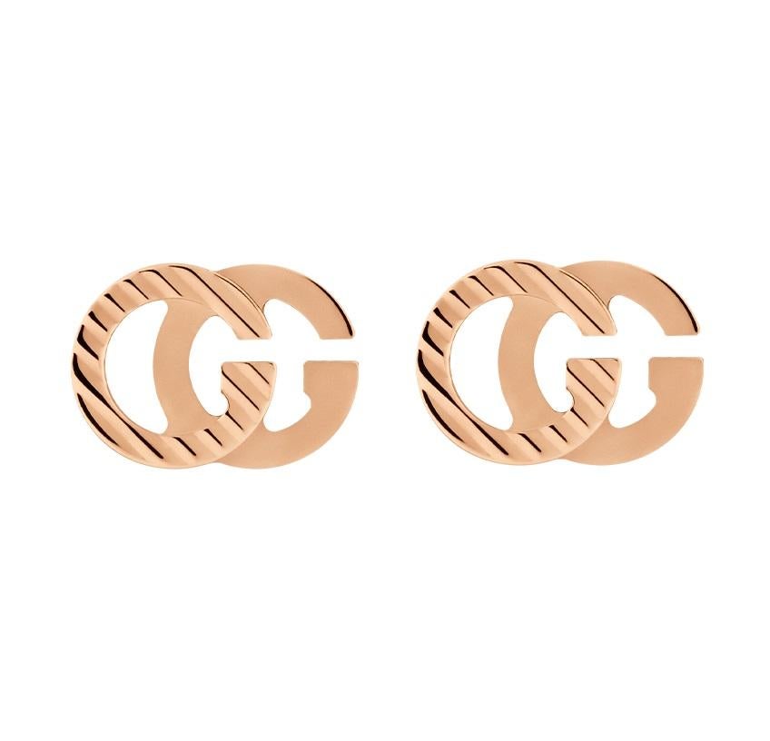 Orecchini Gucci GG Running in oro rosa 18 carati YBD652219003 In condizioni Nuovo in vendita a Wilmington, DE