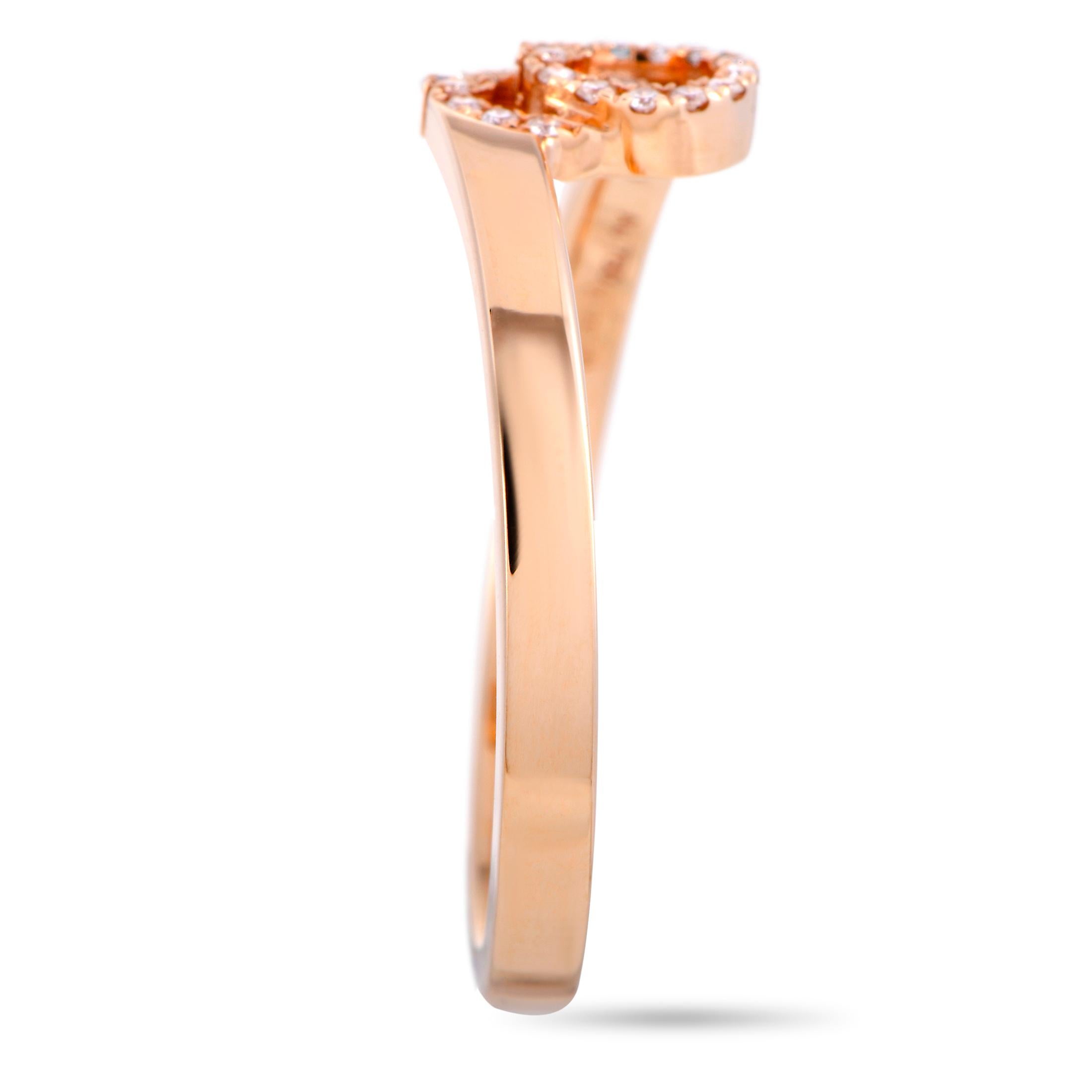 Gucci GG Running 18 Karat Rose Gold Diamond Ring In New Condition In Southampton, PA