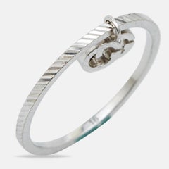 Gucci GG Running 18k White Gold Charm Ring Size 56