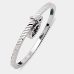 Gucci GG Running 18k White Gold Charm Ring Size 56