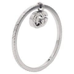 Gucci GG Running 18k White Gold Charm Ring Size 56