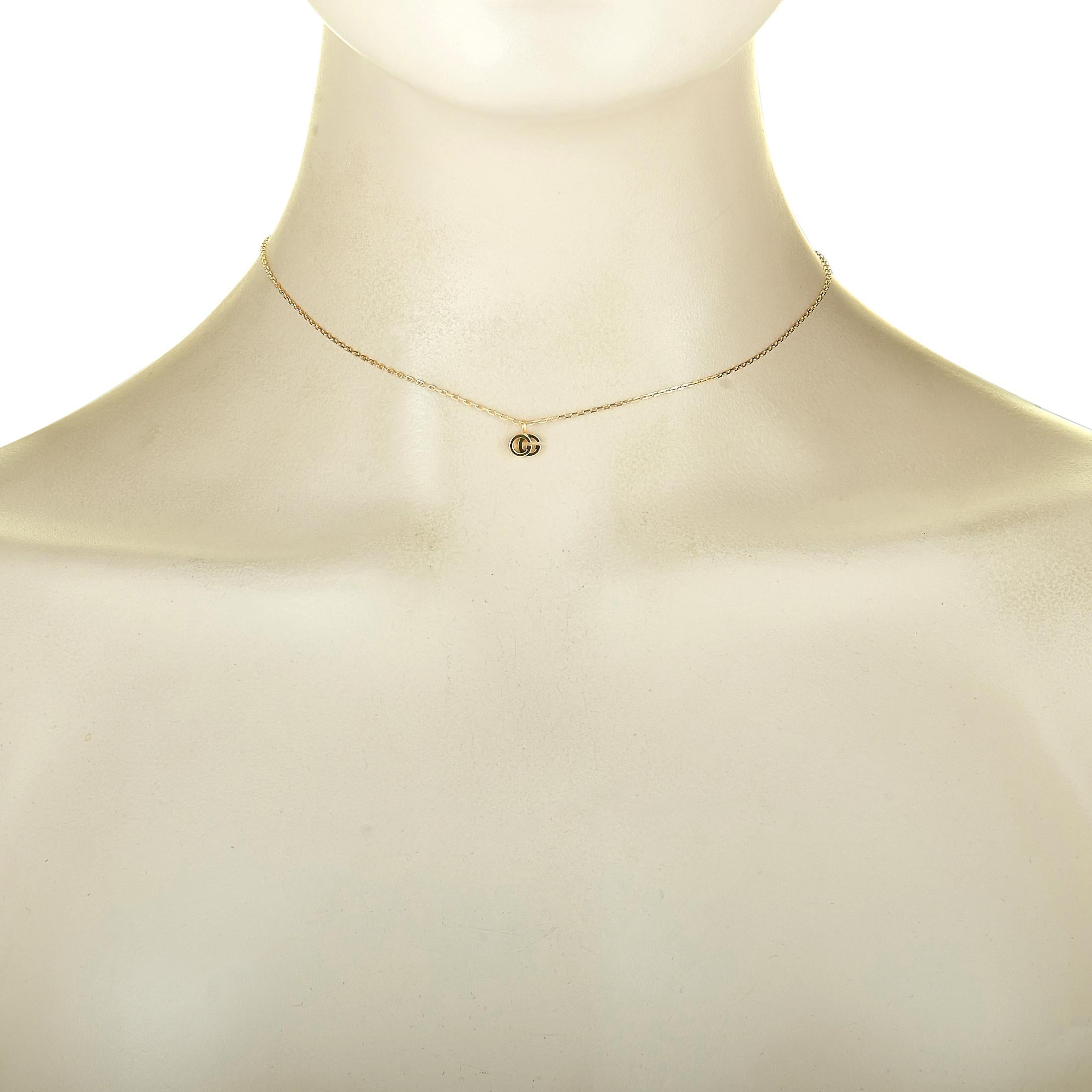 Gucci GG Running 18K Yellow Gold and Paraiba Topaz Necklace In New Condition In Southampton, PA