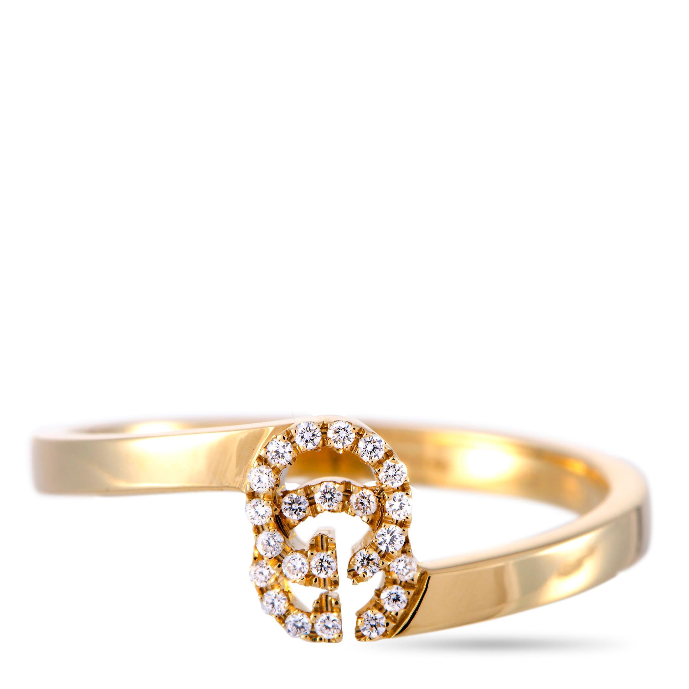 Gucci GG Running 18 Karat Yellow Gold Diamond Ring In New Condition In Southampton, PA