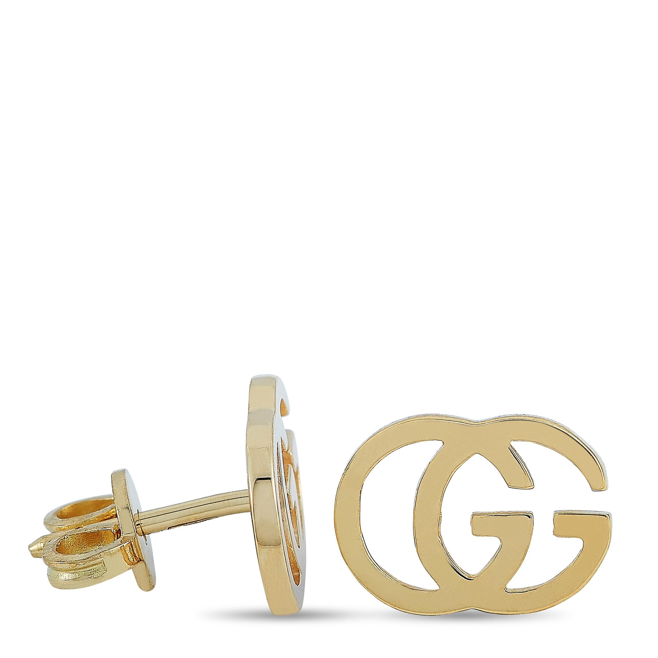 The Gucci “GG Running” earrings are crafted from 18K yellow gold and each weighs 1.1 grams. The earrings measure 0.25” in length and 0.37” in width.

The pair is offered in brand new condition and includes the manufacturer’s box and papers.