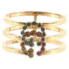 Gucci GG Running 3-Band Ring 18 Karat Yellow Gold with Mixed Gemstones