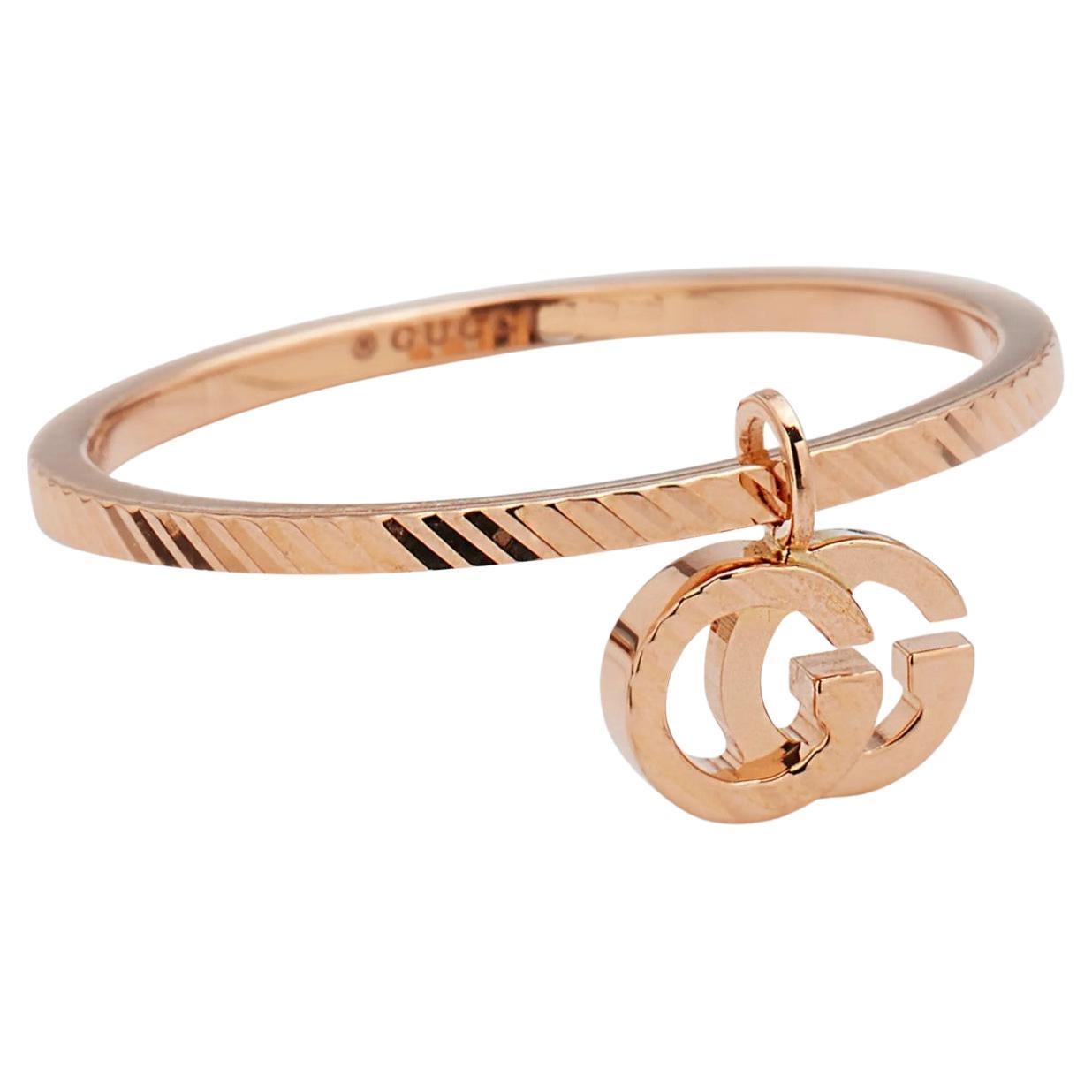 Gucci GG Running Delicate Pendant Rose Gold Ring For Sale