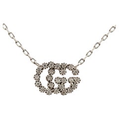 Used Gucci GG Running Diamond 18K White Gold Station Necklace