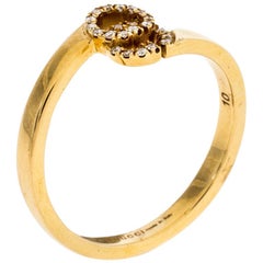 Gucci GG Running Diamond 18K Yellow Gold Stack Ring Size 50.5