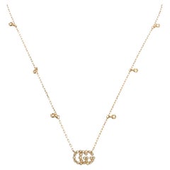 Used Gucci GG Running Diamond 18k Yellow Gold Station Necklace
