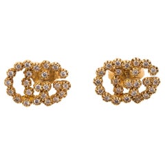 Gucci GG Running Diamond 18K Yellow Gold Stud Earrings