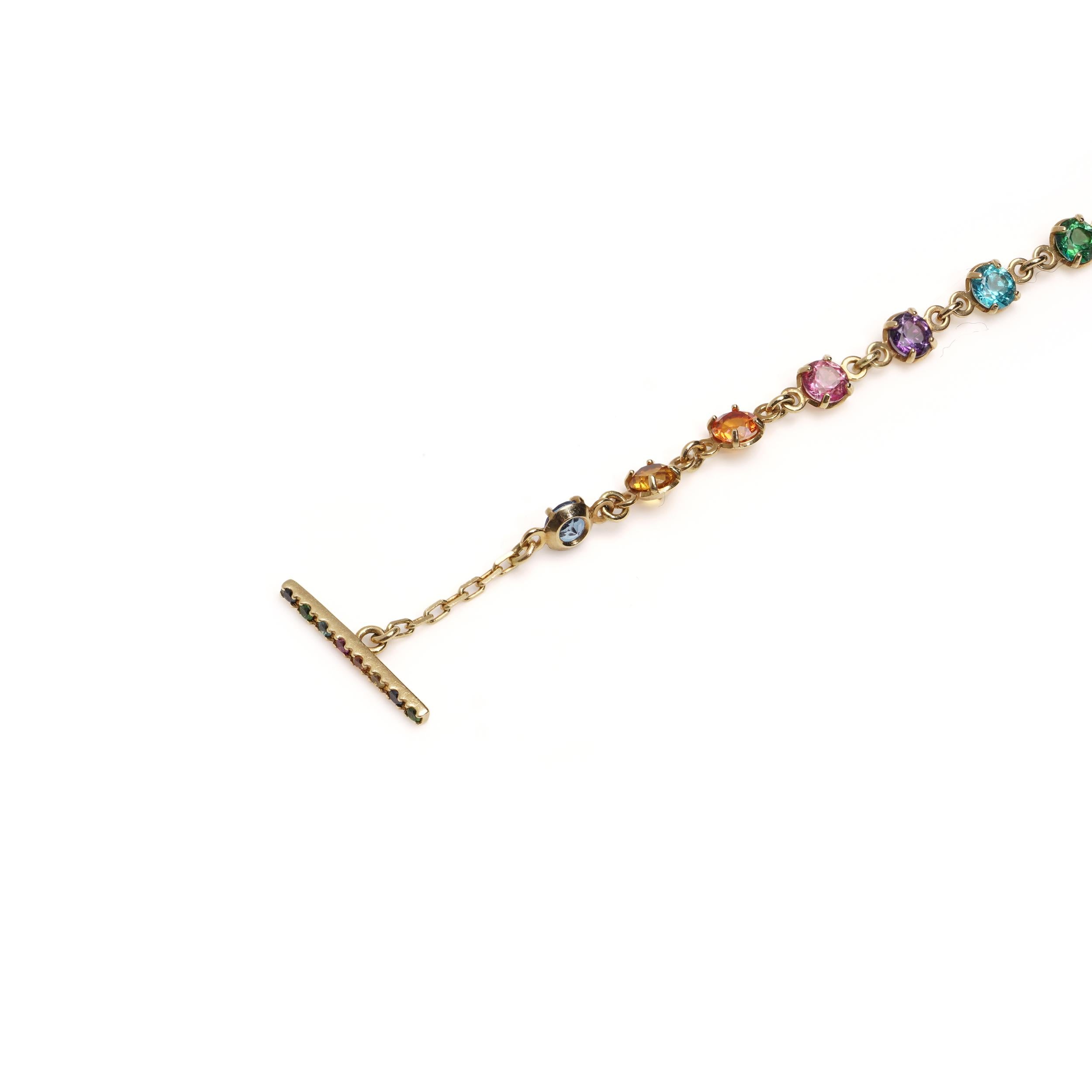 Women's Gucci GG Running Multi-Stone Bracelet in 18K Yellow Gold For Sale