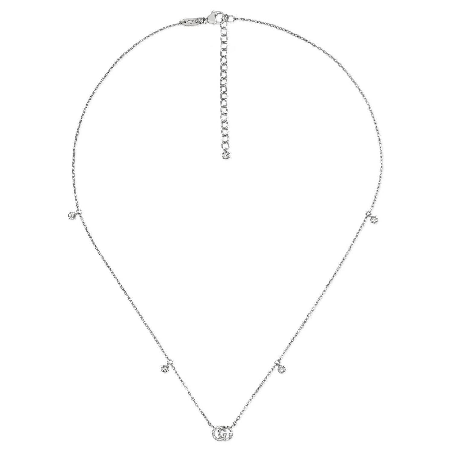 Gucci GG Running Necklace in White Gold, YBB479231001 For 