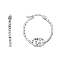 Gucci GG Running White Gold and Diamond Hoop Earrings YBD581982001