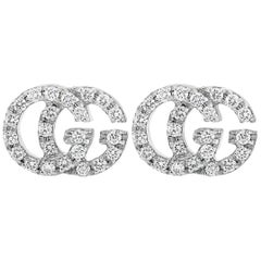 Gucci GG Running White Gold Diamond Earrings