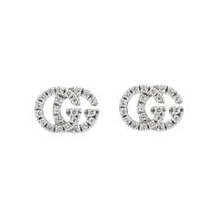 Gucci GG Running White Gold Pave Diamond Stud Earrings YBD481678001