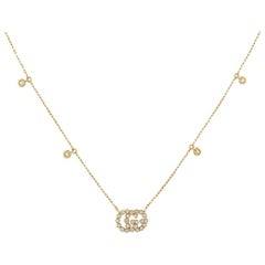 Gucci GG Running Yellow Gold Diamond Station Pendant Necklace, YBB481624001