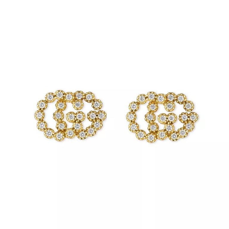 Gucci GG Running Yellow Gold Diamond Stud Earrings YBD481676001 For Sale at  1stDibs