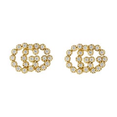 Gucci GG Running Yellow Gold Diamond Stud Earrings YBD481676001