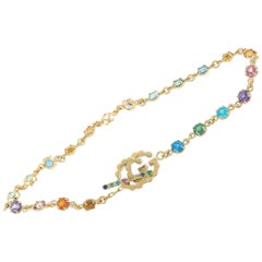 Gucci GG Running Yellow Gold Sapphire, Tsavorite, Topaz and Quartz Bracelet