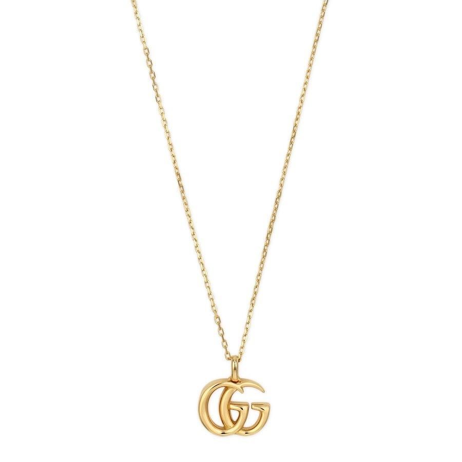 Women's Gucci GG Running Yellow Gold Small Double G Pendant Necklace YBB502088001
