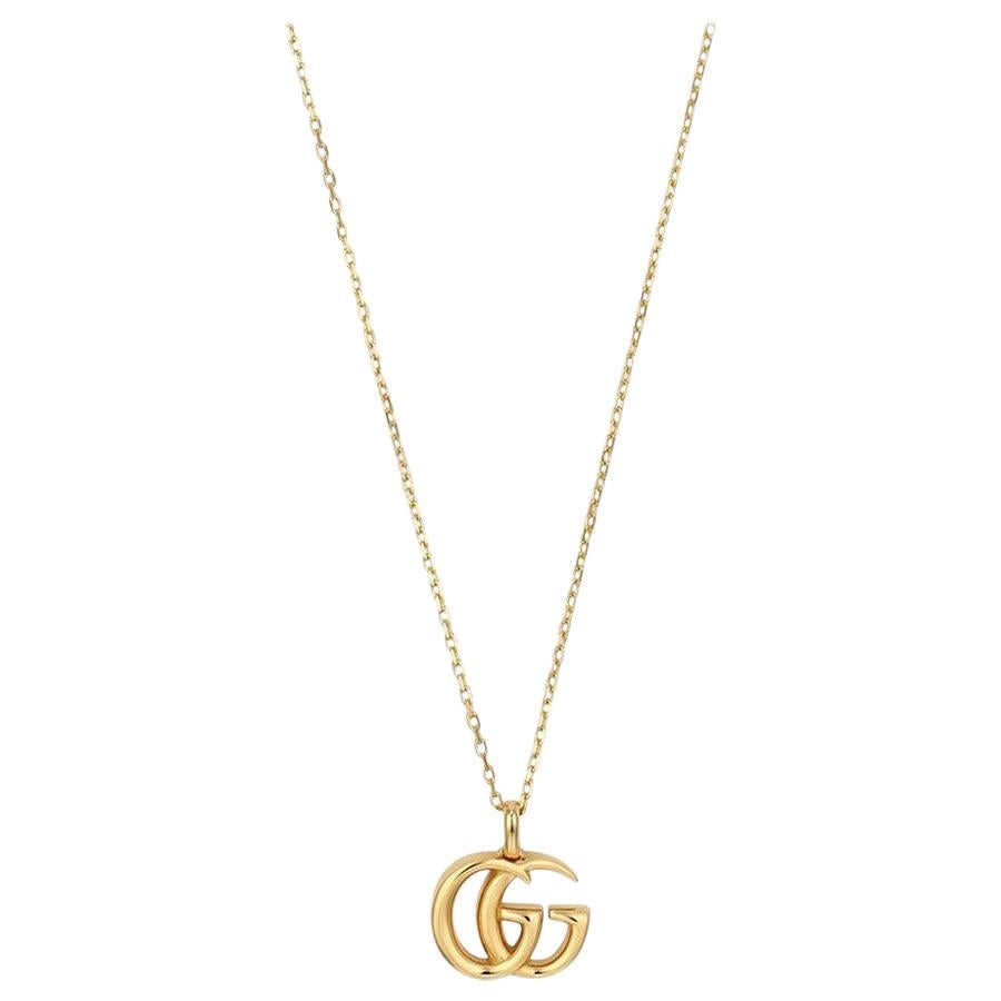 Gucci GG Running Yellow Gold Small Double G Pendant Necklace YBB502088001