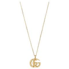 Vintage Gucci GG Running Yellow Gold Small Double G Pendant Necklace YBB502088001