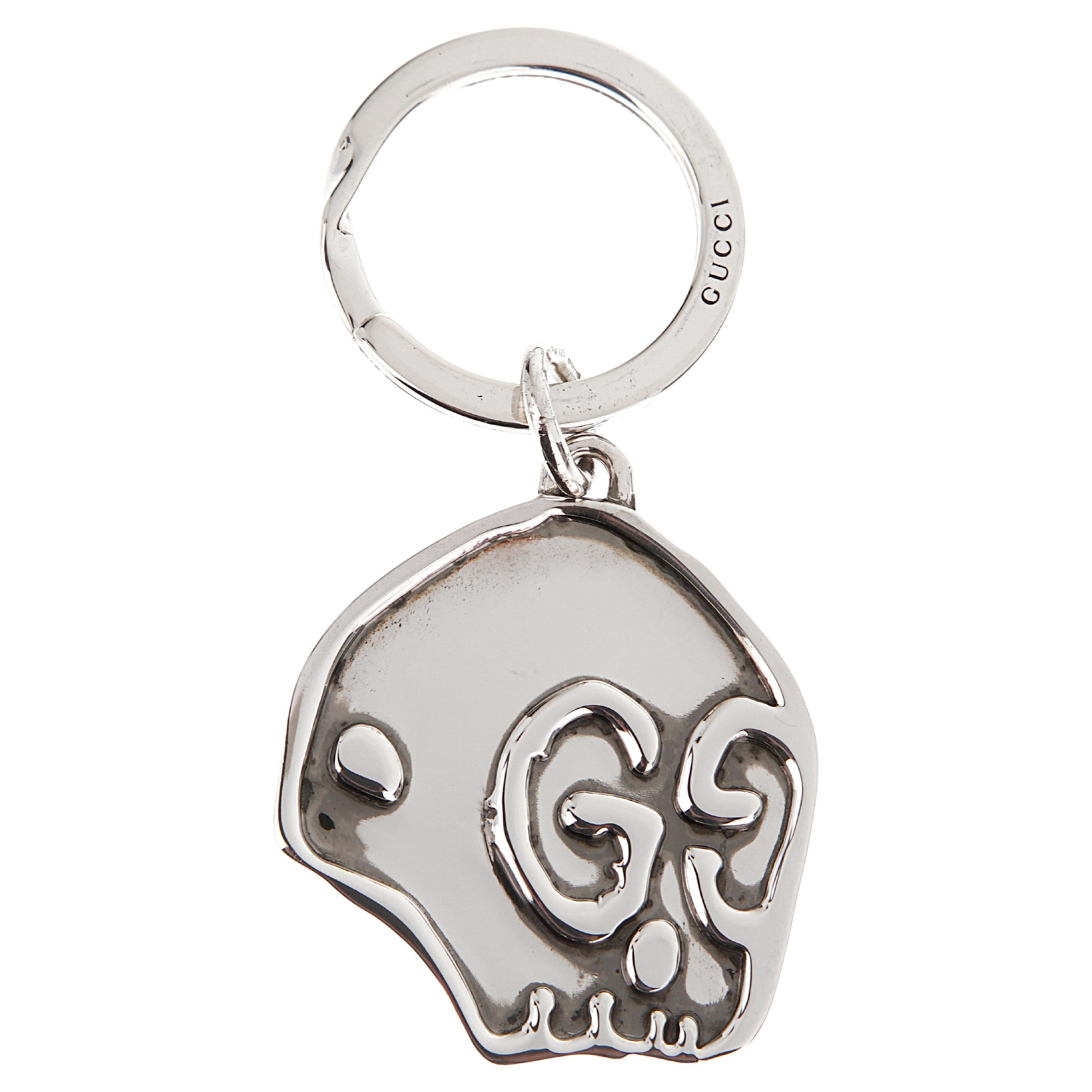 Gucci GG Skull Sterling Silver Keychain - Life Is Gucci" Edition