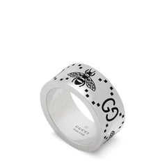 Gucci GG Sterling Silver Engraved Bee Ring YBC728304001