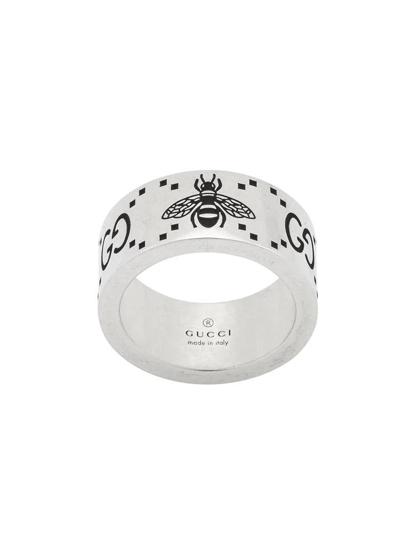 Gucci GG 9mm Ring mit gravierter Biene aus Sterlingsilber YBC728304001 im Zustand „Neu“ im Angebot in Wilmington, DE
