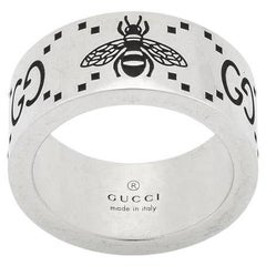 Gucci GG Bague abeille gravée en argent sterling 9 mm YBC728304001