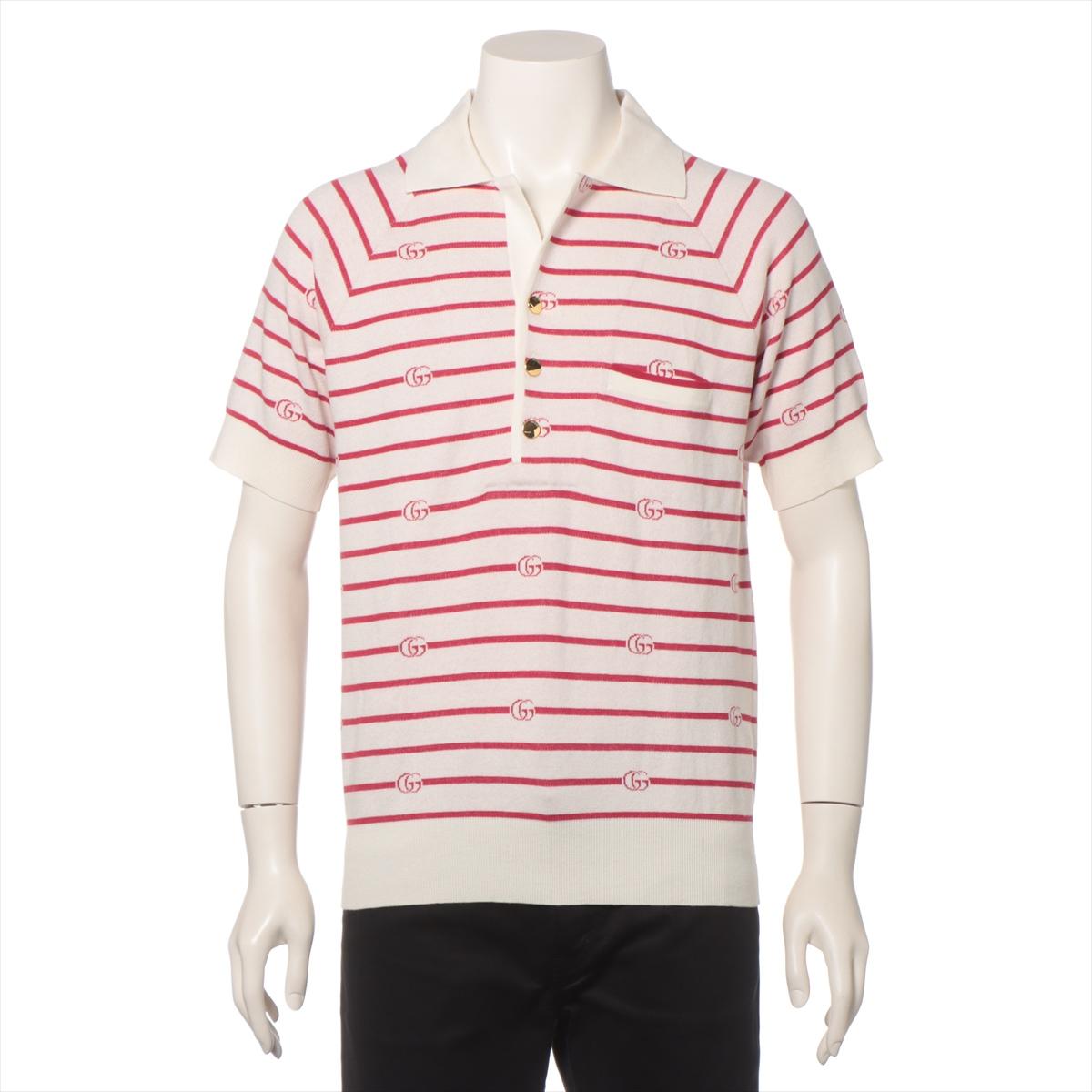 The Gucci GG Stripe Cotton Polo Shirt in red and white is a vibrant and stylish addition to any wardrobe. Crafted from high-quality cotton, the polo shirt features Gucci's iconic GG stripe pattern, which adds a bold and distinctive touch. The red
