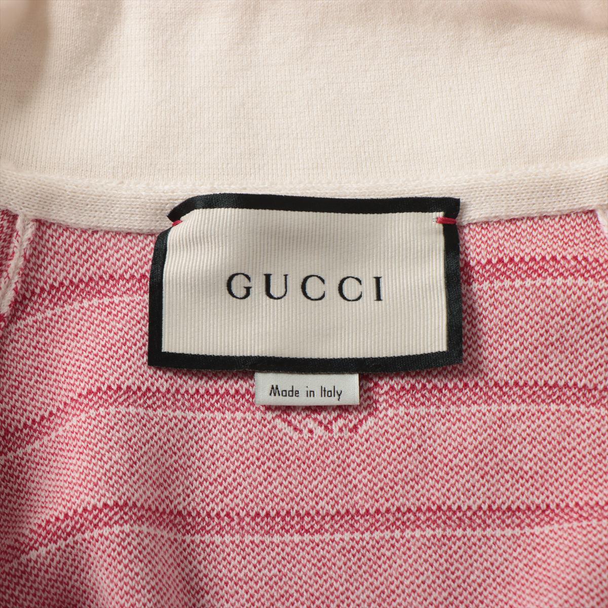 Gucci GG Stripe Cotton Polo Shirt Red x White 3