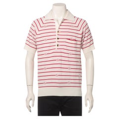 Gucci GG Stripe Cotton Polo Shirt Red x White