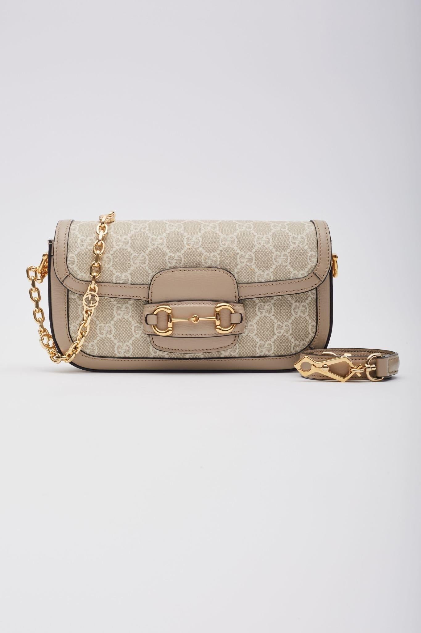 Women's Gucci GG Supreme Beige Horsebit 1955 Shoulder Bag