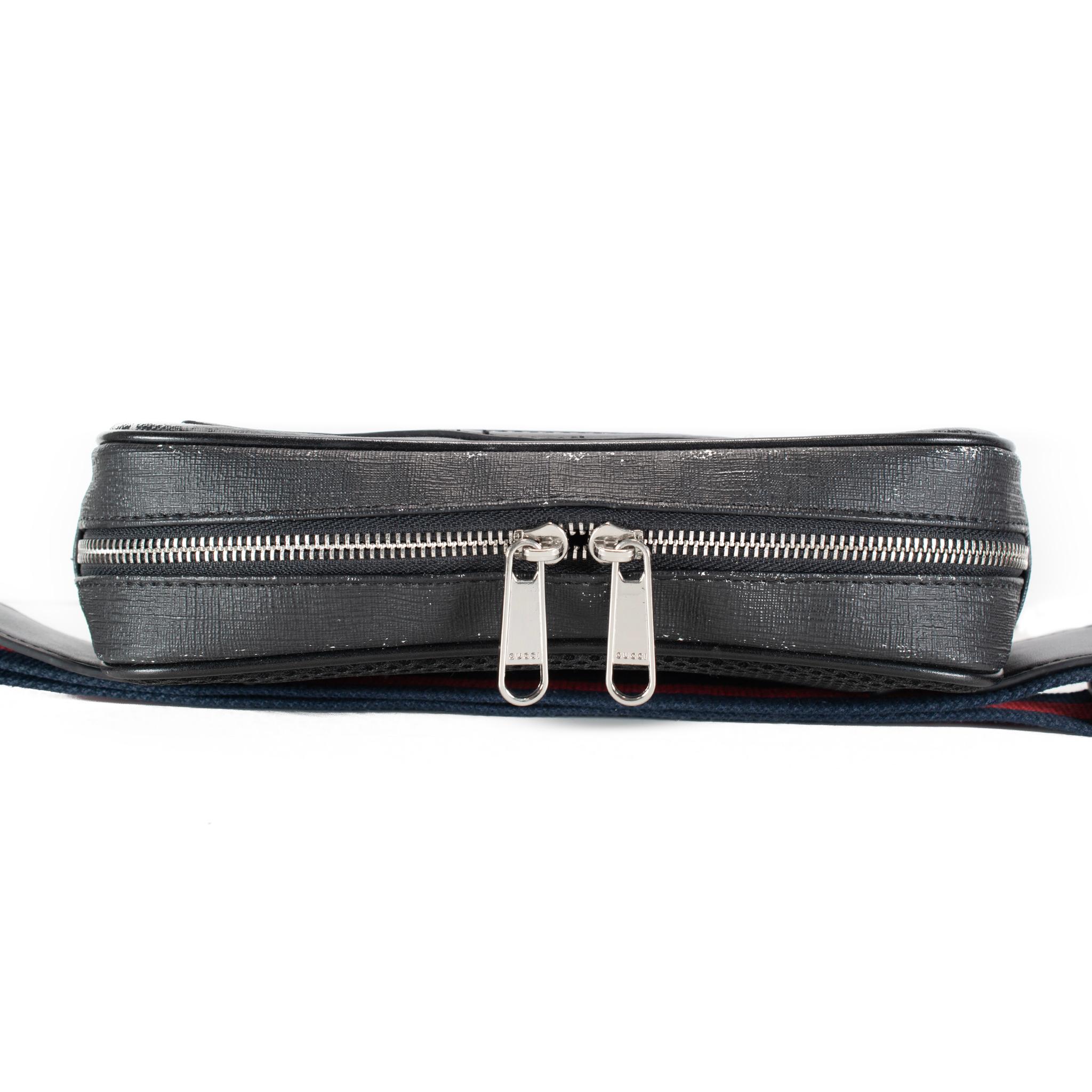 Gucci GG Supreme Black Canvas 474293 Belt Bag For Sale 6