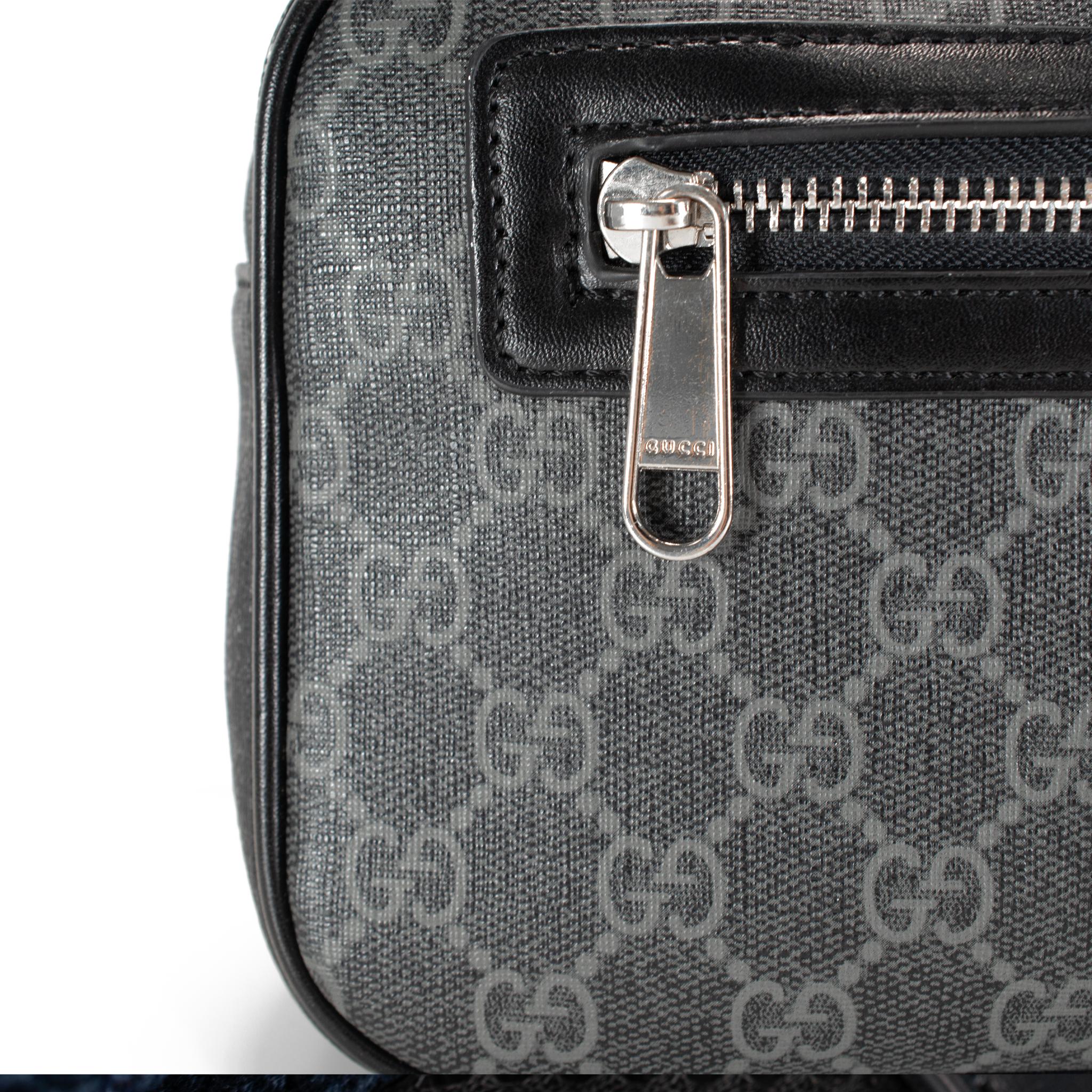 Gucci GG Supreme Black Canvas 474293 Belt Bag For Sale 3