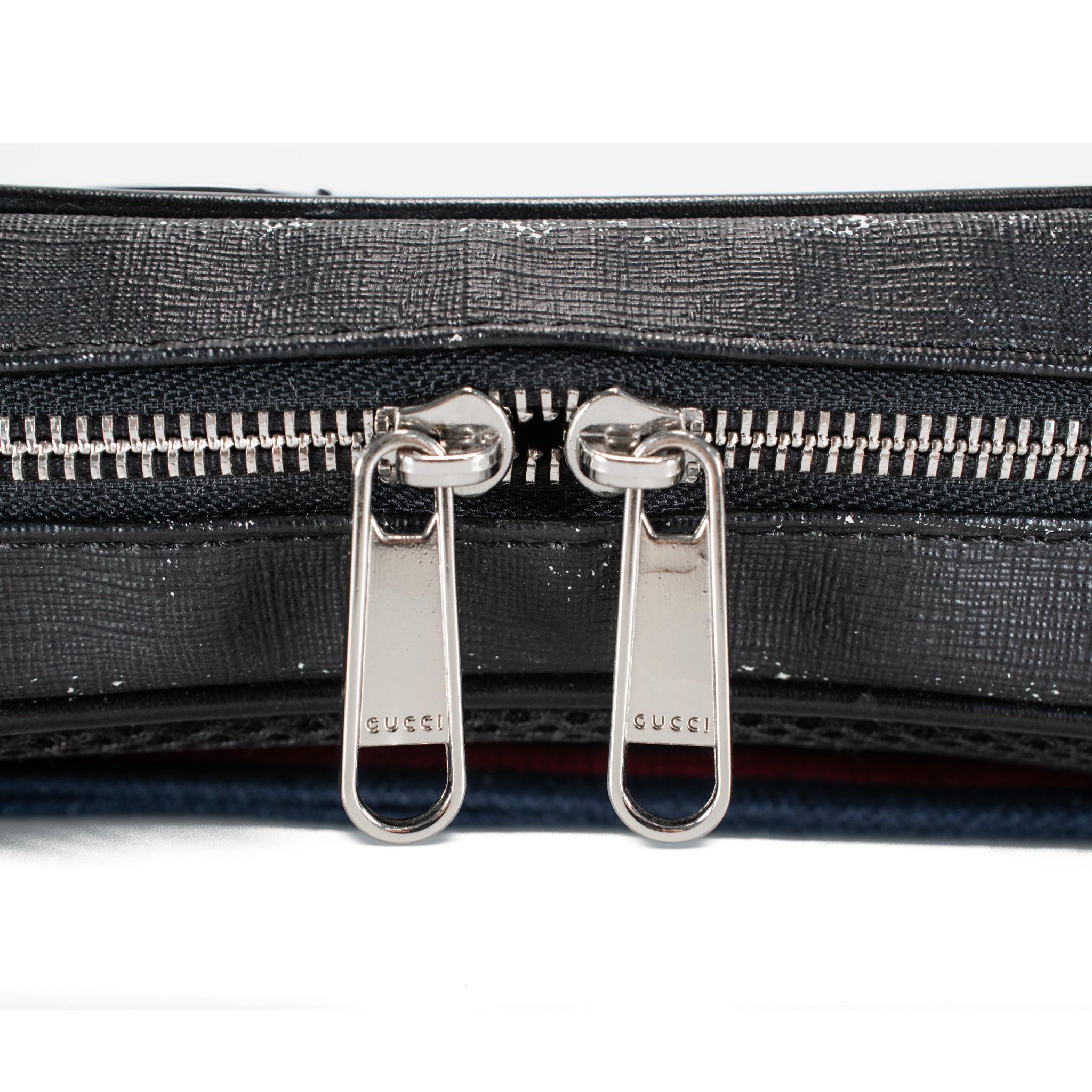 Gucci GG Supreme Black Canvas 474293 Belt Bag For Sale 5
