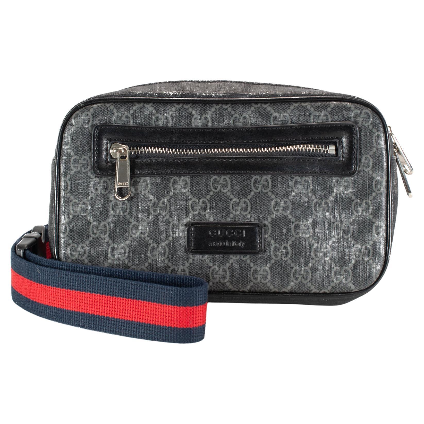 Gucci GG Supreme Black Canvas 474293 Belt Bag For Sale